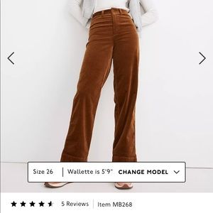 Slim Emmet Wide Leg Full Length Corduroy Pant